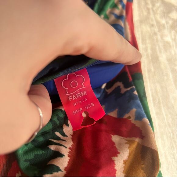 Farm Rio Chevron Toucans Halter Neck One-Piece Bathing Suit Swimsuit NEW Size S - Picture 9 of 10